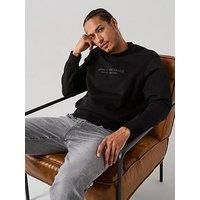 Armani Exchange Men/'s Long Sleeve, Front Tone Logo Sweatshirt, Black, XL