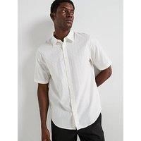 Armani Exchange Men/'s Essential, Short Sleeve Tone Monogram Logo Texture Shirt, Off White, XL