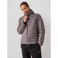 Armani Exchange Men/'s Essential, Long Sleeve Padded Side Lettering Logo Jacket, Dark Gull Gray, S