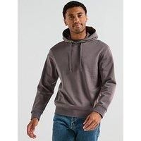 Armani Exchange Men/'s Long Sleeve Drawstring, Front Tone Logo Hooded Sweatshirt, Dark Gull Gray, L