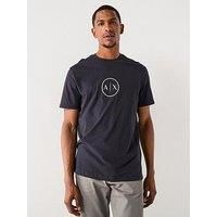 Armani Exchange Men/'s Circle Logo Tee T-Shirt, deep Navy, S