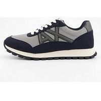 Armani Exchange Drop Logo Suede Runner Trainers - Green/Blue