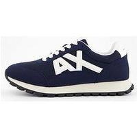 Armani Exchange Men/'s Side Geometric Logo Motifs Sneaker, Navy Off, 7.5 UK