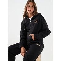Emporio Armani EA7 Visibility Tracksuit in Cotton Blend Fleece for Women, 7W000425, Black/Gold, L