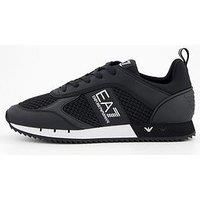 Ea7 Emporio Armani Side Logo Mesh & Pu Runner Trainers - Black