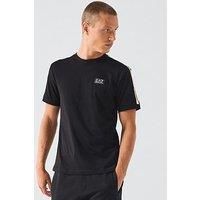 Ea7 Emporio Armani Train Logo Series Tape Shoulder T-Shirt - Black