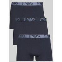 EMPORIO ARMANI Men/'s Bold Monogram 3-Pack Trunk, Blue, S