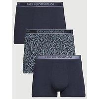 Emporio Armani Men's 3 Pack Trunks, Blue