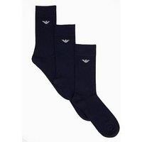 EMPORIO ARMANI Man/'s Casual Cotton 3-Pack Short Socks, Blue, One Size