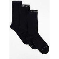EMPORIO ARMANI MAN/'S EXTENDED LOGO 3-PACK SOCKS INSIDE BLACK L/XL