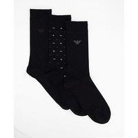 EMPORIO ARMANI MAN/'S ALLOVER EAGLE 3-PACK SOCKS SHORT BLACK TU