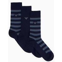 Emporio Armani Bodywear 3 Pack Pattern Crew Socks - Blue