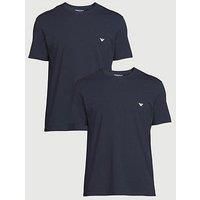 Emporio Armani Men's 2 Pack Lounge Crew Neck Regular T-Shirt, Blue
