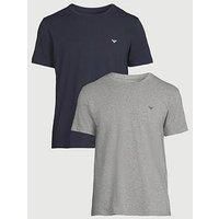Emporio Armani Men's 2 Pack Lounge Crew Neck Stretch T-Shirt, Multicoloured