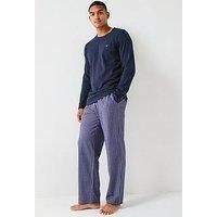 Emporio Armani Men's Check Longsleeved Pyjama Set, Blue