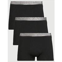 Emporio Armani Stretch Cotton Logo 3 Pack Trunks Black/Silver