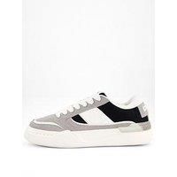 Armani Exchange Flick Pu & Suede Cupsole Trainers - Grey