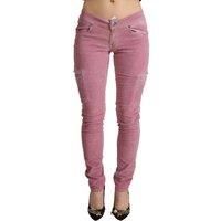 Acht Pink Cotton Low Waist Skinny Denim Cargo Jeans IT40|S