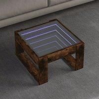 Berkfield Home Coffee Table with Infinity LED Smoked Oak 50x53x30 cm in Brown | Size: 50 x 53 x 30 cm