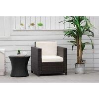Outsunny Rattan Armchair W/ Cushion - Brown