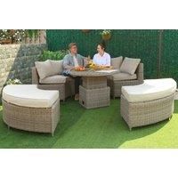 9-Seater Rattan Round Daybed Dining Set
