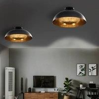Berkfield Home Ceiling Lamps 2 pcs Black & Gold Semi-spherical E27
