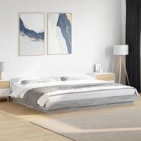 Berkfield Home Bed Frame with LED Lights without Mattress Grey Sonoma 200x200cm | Size: 200x200 cm