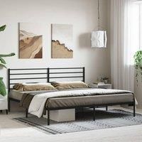 Metal Bed Frame with Headboard Black 180x200 cm Super King