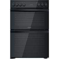 Indesit ID67V9KMB/UK Ceramic Electric Cooker with Double Oven - Black - A Rated - F159322