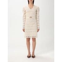 Lace Mini Dress with VNeck- Natural Dresses