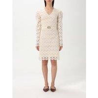 Lace Mini Dress Scalloped Hem- Natural Dresses