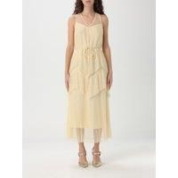 WOMENS YELLOW FLOUNCE PLEATED TWINSET LONG DRESS 251TP2511