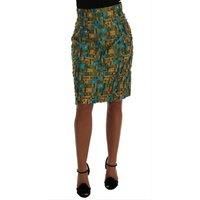 Dolce & Gabbana Multicolor Jacquard Straight Pencil Women's Skirt Authentic