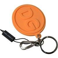 Dolce&Gabbana Unisex Orange Keychain Rubber Brass DG Logo Print Casual Keyring