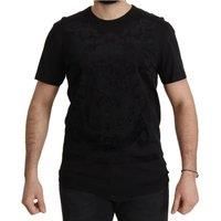 Dolce & Gabbana Elegant Black Baroque Crewneck Men's Tee Authentic