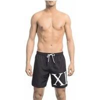 Swim Trunks Roman Numeral Graphic- Black Swimwear