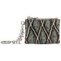 Diesel Denim Quilted Card Holder With Chain - Blue