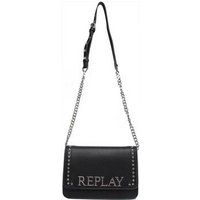 Replay Metal Studd Shoulder With  Rhinestones Womens Bag In Black