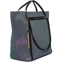 Replay Glitter Fabric Shimmering Shoulder Tote Womens Bag In Black