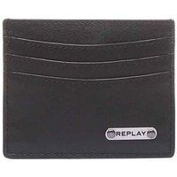 Replay Card Case With Metal Mens Wallet In Black UK One Size