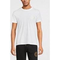 VERSACE JEANS COUTURE Men/'s V-Emblem Logo Printed White Short Sleeve T-Shirt, White, L