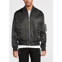 Versace Jeans Couture Back Stripes Print Nylon Bomber Jacket - Black/White