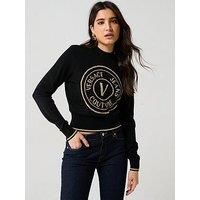 Versace Jeans Couture Round Logo Emblem Knit - Black