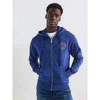 Versace Jeans Couture Embroidered Logo Zip Hoodie - Blue