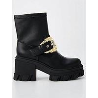 VERSACE JEANS COUTURE women heeled ankle boots black 6 UK