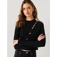 VERSACE JEANS COUTURE knitwear women black crew neck knit crew neck with dictg