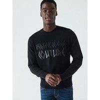 Versace Jeans Couture Tonal Logo Crew Neck Knitted Jumper - Black