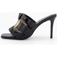 Versace Jeans Couture Ruffle Buckle Heeled Mules - Black