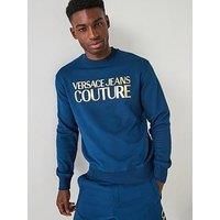 Versace Jeans Couture Institutional Logo Metallic Foil Sweatshirt - Light Beige