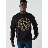 Versace Jeans Couture V Emblem Foil Print Sweatshirt - Black